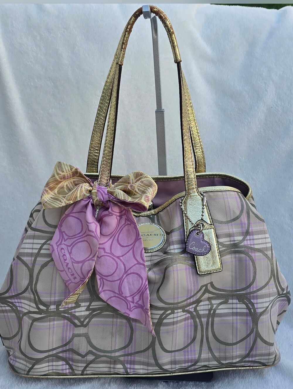 🌸 Coach Poppy Style Tartan Plaid Kisslock Carryall (F17213) 🌸